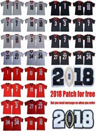 Collège 2019 Men039s UGA 1 Sony Michel 11 Jake Fromm 7 DAndre Swift 3 Roquan Smith Gurley Nick Chubb Eason Football universitaire Jer2984069