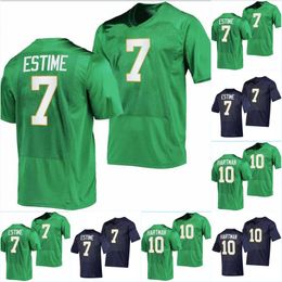 Camisetas universitarias #7 Audric Estime #10 Sam Hartman Azul Verde 2023-2024