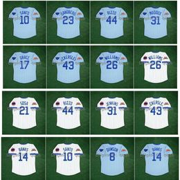 College Baseball porte le 100e maillot de baseball des années 1970 Ryne Sandberg Ron Santo Anthony Rizzo Greg 31 Maddux Mark Grace Dennic Eckersley Billy Williams Sammy