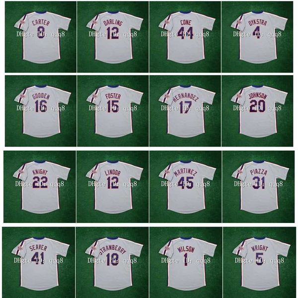 College Baseball Wears 1986 Retro Keith Hernandez Jersey Gary Carter 15 George Foster David Cone 12 Ron Darling 4 Dykstra Dwight Gooden Howard Johnson Ray Knight