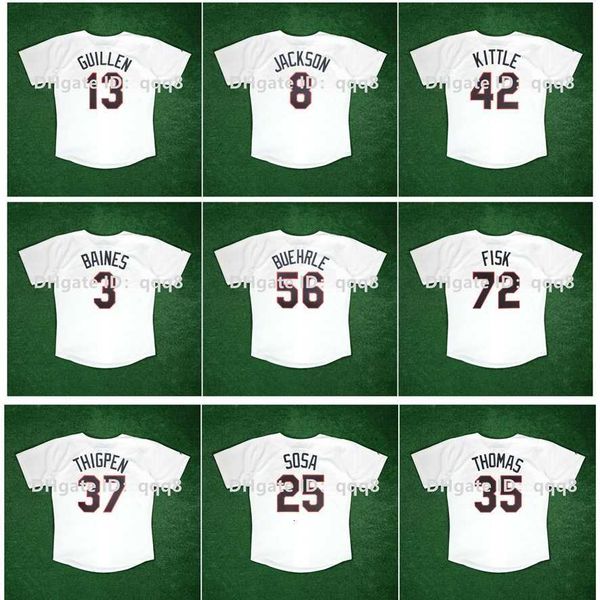 College Baseball porte un maillot de baseball vintage 1989 Bo Jackson Frank Thomas Harold Baines Paul Konerko Mark Buehrle Ozzie Guillen Carlton Fisk Sammy Sosa Robin