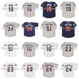 College Baseball draagt ​​1998 Retro 19 Tony Gwynn Jersey 34 Fernando Valenzuela 24 Rickey Henderson51 Trevor Hoffman 10 Gary Sheffield 23 Greg Vaughn 29 Fred McGriff