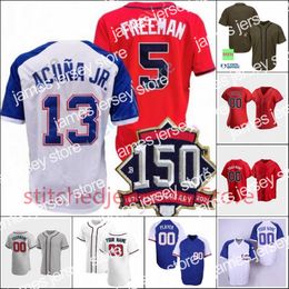 El béisbol universitario viste la camiseta de béisbol de la Serie Mundial WS 2021 Ozzie Albies Freddie Freeman Austin Riley Ronald Acuña Jr. Jorge Soler Contreras Luke Jackson Max Fried