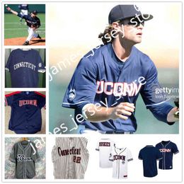 College Baseball Wears College 2022 NCAA Custom UConn Huskies College Baseball Jersey 37 Kenny Campbell 38 Garrett Coe 39 Bobby McBride 40 Braden Quinn 41 Ramsey C