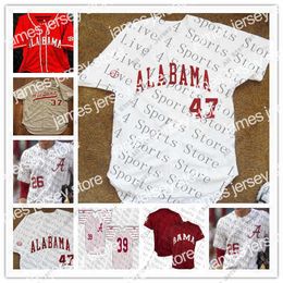 College Baseball Wears College Baseball Wears Maglia da baseball NCAA Alabama Crimson Tide COLLEGE da uomo personalizzata Jimmy Nelson Alex Avila Mikey White Cody Henry Jett