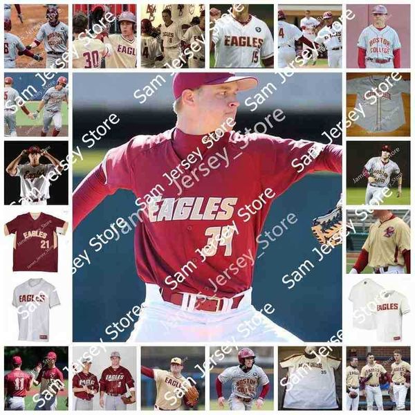 El béisbol universitario viste la camiseta de béisbol de los Boston College Eagles cosida a la universidad Evan Moore Liam Dvorak Brendan Coffey Rafe Chaumette Joe Mancini Travis Lane Zach Pit