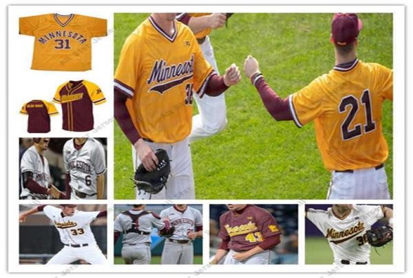 College Baseball porte des maillots personnalisés des Golden Gophers du Minnesota Zack Raabe Max Meyer Chase Stanke Bertrand Jack Wa6723605