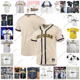 El béisbol universitario viste una camiseta de béisbol de los Michigan Wolverines cosida a medida 37 CHASE ALLEN 39 CONNOR O'HALLORAN 40 ANGELO SMITH 41 CHRISTIAN