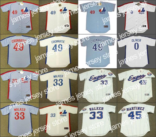 Le baseball universitaire porte les Expos de Montréal 37 BILL LEE 32 DENNIS MARTINEZ 33 LARRY WALKER 45 PEDRO MARTINEZ 0 AL OLIVER 4 CHRIS SPEIER maillot de baseball cousu