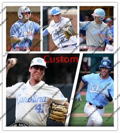 College Baseball draagt ​​NCAA Custom UNC North Carolina Tar Heels Stitched Baseball Jersey 15 Gage Gillian 24 Shaddon Peavyhouse 26 Kyle Mott 27 Connor Bovair 29