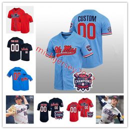 College Baseball draagt Ole Miss Baseball Jersey Custom Stitched Mens Youth Drew McDaniel Justin Bench Tim Elko Kemp Wethouder Kevin Graham Calvin Harris Ole Miss