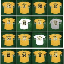 El béisbol universitario viste una camiseta de béisbol vintage de 1982 Vida Blue Reggie Jackson Frank Thomas Rickey Henderson José Canseco Dave Parker Dennis Eckersley Mark 25