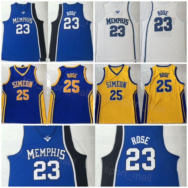 Baloncesto universitario 23 Derrick Rose Jersey 25 Simeon Career Academy High School Púrpura Azul Amarillo Blanco Equipo Color Universidad cosida Para fanáticos del deporte Camiseta NCAA