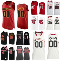 College Basketball 3 Peyton Siva Jersey 24 Jaelyn Withers 22 Deng Adel Donovan Mitchell 45 35 Darrell Griffith 31 Wes Unconded Black Red White Borduursel University