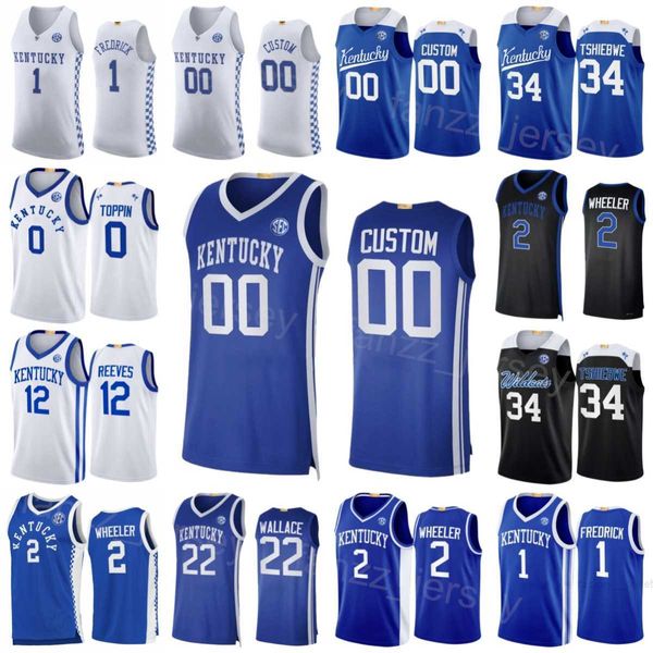 Basketball universitaire 34 Maillots Oscar Tshiebwe Kentucky Wildcats 12 Antonio Reeves 0 Jacob Toppin 22 Cason Wallace 2 Sahvir Wheeler 1 CJ Fredrick Cousu Sport NCAA