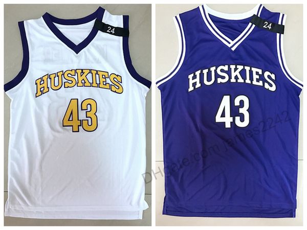 Camiseta de baloncesto universitario Kenny Tyler 43 hombres El sexto hombre Película Huskies Jerseys Marlon Wayans Universidad Uniforme púrpura Deporte