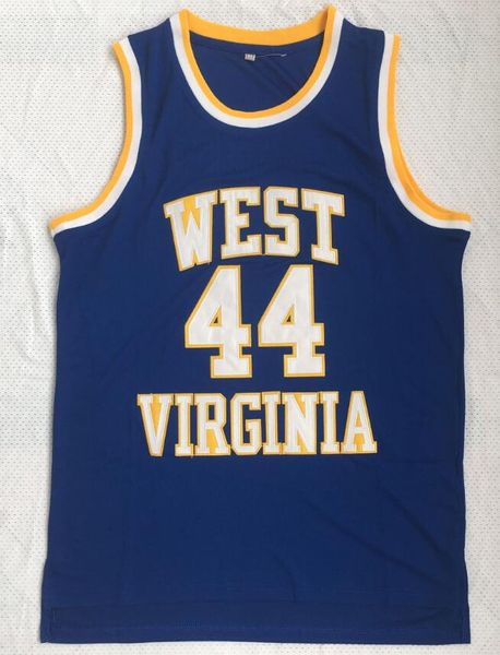 College Basketball University West Virginia Mountaineers vintage Jerry 44 West Jerseys oro púrpura retroceso jersey amarillo cosido S-5XL