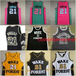 basket-ball universitaire maillot Wake Forest Tim # 21 Duncan maillots pour hommes rose como vintage maille cousue broderie personnalisée grande taille S-5XL