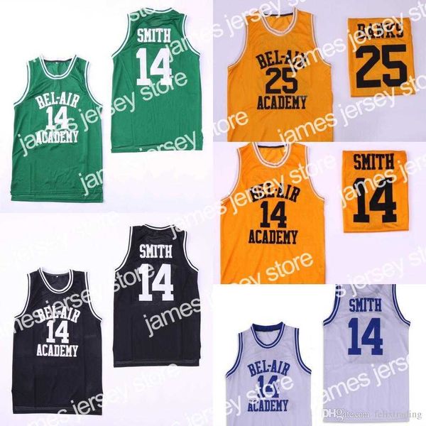 Le basket-ball universitaire porte le maillot Will Smith #14 The Fresh Prince of Bel Air Academy #25 Carlton Banks Movie Jerseys