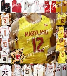 Basquete universitário veste 2019 Terps Maryland 23 Bruno Fernando 34 Len Bias 4 Kevin Huerter 32 Joe Smith Vermelho Branco Amarelo 100º Re2305332