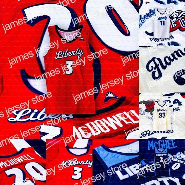 College Basketball porte le maillot de basket-ball Liberty Flames 2021 NCAA College Lovell Cabbil Jr. Caleb Homesley Darius McGhee Myo Baxter-Bell Kyle Rode Scottie James