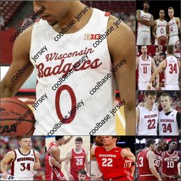 College Basketball porte le maillot de basket-ball des Badgers du Wisconsin 2021 NCAA College Nate Reuvers Brad Davison Tyler Wahl Ben Carlson Jonathan