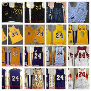 College Basketball draagt authentieke gestikte retro basketballirtes #24 #8 Jersey Yellow Black Man Size S-XXL