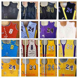 College Basketball draagt authentieke gestikte retro basketballirtes #24 #8 Jersey Yellow White Black Man Size S-XXL
