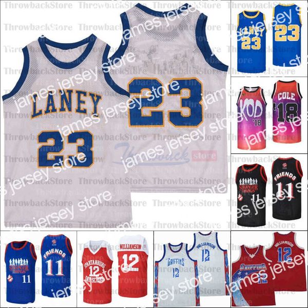 College Basketball Wears Basketball Jerseys Movie TV # 18 J COLE KOD LANEY HIGH SCHOOL WILLIAMSON # 12 ALTERNATE blanc noir rouge