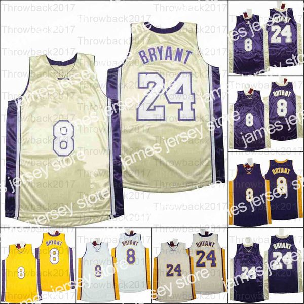 Le basket-ball universitaire porte des maillots de basket-ball célébrités broderie complète de haute qualité Snake Portrait Edition numéro 8 et # 24 Purple Yellow