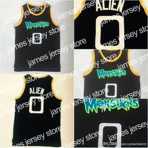 College Basketball porte pas cher ALIENS MONSTARS 0 ALIE Film Basketball Jersey 100% cousu Space Jam Tune Squad Team Retro Bleu S-3XL Expédition rapide