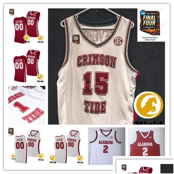 College Basketball porte Collin Ten Brandon Miller Alabama 2024 Mens Final Four Jersey Juwan Gary Jusaun Holt John Petty Jr. Crimson T Ottpm