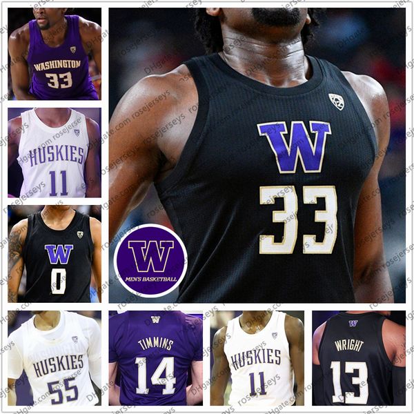 Le basket-ball universitaire porte des vêtements personnalisés 2020 Washington Huskies Basketball 33 Isaiah Stewart 0 Jaden Mcdaniels 11 Nahziah Carter 55 Quade Green