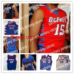 Le basket-ball universitaire porte des maillots de basket-ball universitaire personnalisés DePaul Blue Demons Jalen Terry Courvoisier McCauley Yor Anei Javon