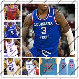 Le basket-ball universitaire porte le basket-ball universitaire personnalisé Louisiana Tech Bulldog Bulldog Kenneth Lofton Jr. Amorie Archibald Isaiah Crawford Keaston Willis David Green C