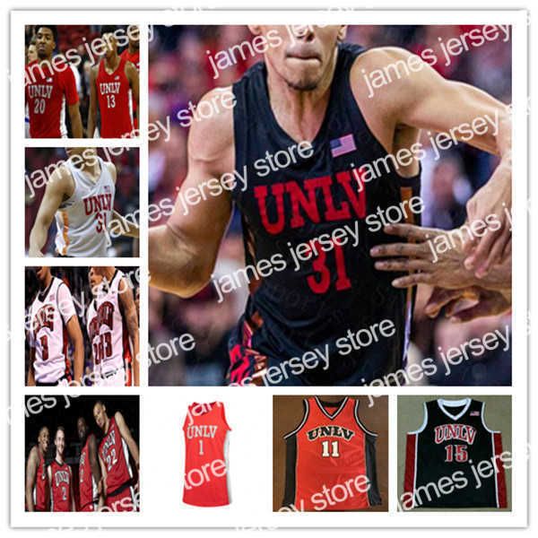 College Basketball porte des maillots personnalisés UNLV Rebels de basket-ball universitaire Larry 4 Johnson David Jenkins Jr. Bryce Hamilton Caleb Grill Marvin Coleman Devin Tillis Bro