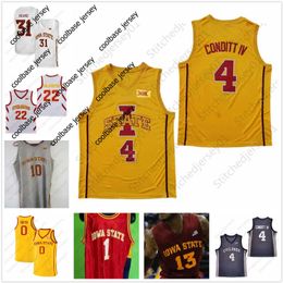 Le basket-ball universitaire porte un maillot de basket-ball personnalisé Iowa State Cyclones NCAA College 0 Blake Hinson 4 George Conditt IV 2 Caleb Grill 1 Izaiah