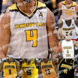 Le basket-ball universitaire porte des maillots de basket-ball Kennesaw State Owls personnalisés Tyler Hooker Terrell Burden Bryson Lockley Ugo Obineke Jamie Harris Danny Lewis