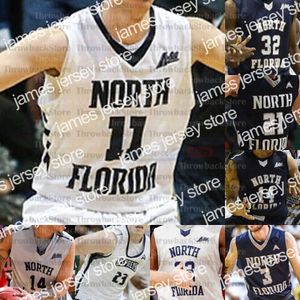 College Basketball porte des maillots de basket-ball personnalisés UNF Ospreys du nord de la Floride Carter Hendricksen Garrett Sams Ivan Gandia-Rosa J.T. Escobar