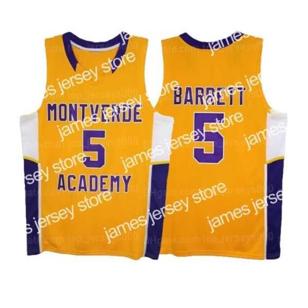 College Basketball Wears Custom RJ Barrett # 5 Montverde Academy Basketball Jersey Lycée Jaune Cousu N'importe quel Nom Numéro Taille S-4XL