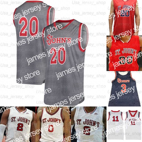 Le basket-ball universitaire porte des maillots de basket-ball Red Storm personnalisés de St. John's David Caraher Nick Rutherford Greg Williams Jr. Chris Mullin Metta World Peace