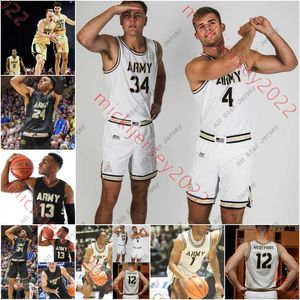 College Basketball draagt op maat gestikt Army Black Knights basketbalshirt 4 Chris Mann Ben Jensen Jalen Rucker Zach Lezanic Kwabena Davis Jared Cross Charlie