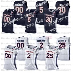 College Basketball porte des maillots de basket-ball personnalisés Virginia College 25 Mamadi Diakite 30 Jay Huff 13 Casey Morsell 2 Braxton Key 0 Kihei Clark