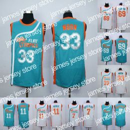 College Basketball porte Downtown Malone # 69 Monix # 11 Flint Tropics Jersey # 7 Café Noir # 33 Moon Semi Pro Movie Jerseys Hommes Maillots cousus