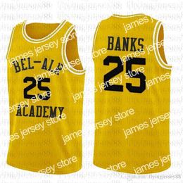 College Basketball Wears Fresh Prince of Bel-Air 14 Will Smith Jersey Academy Versión de película Jersey # 25 Carlton Banks Jerseys Verde Amarillo Bordado s 99