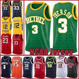 College basketbal draagt ​​Iverson NCAA Bethel High School Kyrie Stephen 30 Curry Irving Dwyane 3 Wade LeBron 23 James Basketball Jersey Leonard Russell 0 Westbrook