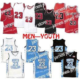 College Basketball Wears James Ship From US Chicago MJ Basketball Jersey Hommes Jeunes Enfants Maillots Cousus Rouge Blanc Bleu Noir Top Qualité Livraison Rapide
