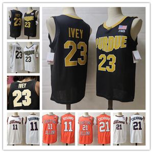 College Basketball porte des maillots de basket-ball pour hommes # 23 Jaden Ivey Purdue Chaudronniers 21 Kofi Cockburn 11 Ayo Dosunmu Illinois Fighting Illini Jersey s-3xl