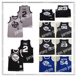 College Basketball Wears Men's Moive Tournament Shoot Out 23 Motaw Wood Jersey Baloncesto 54 Kyle Watson Duane 96 Birdie 2 PAC Negro Azul Gris Camisas cosidas