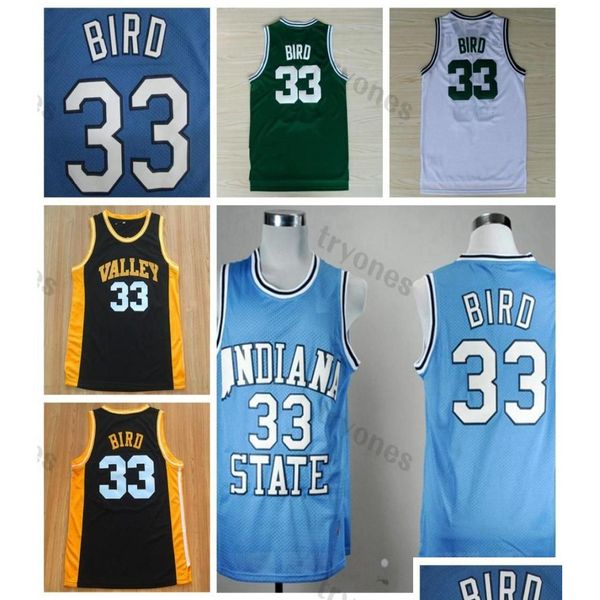 College Basketball porte des hommes Indiana State Sycamores 33 Bird Jerseys Bleu clair Vintage 7 One Dream Nation Team Larry New Valley Drop Dhibz